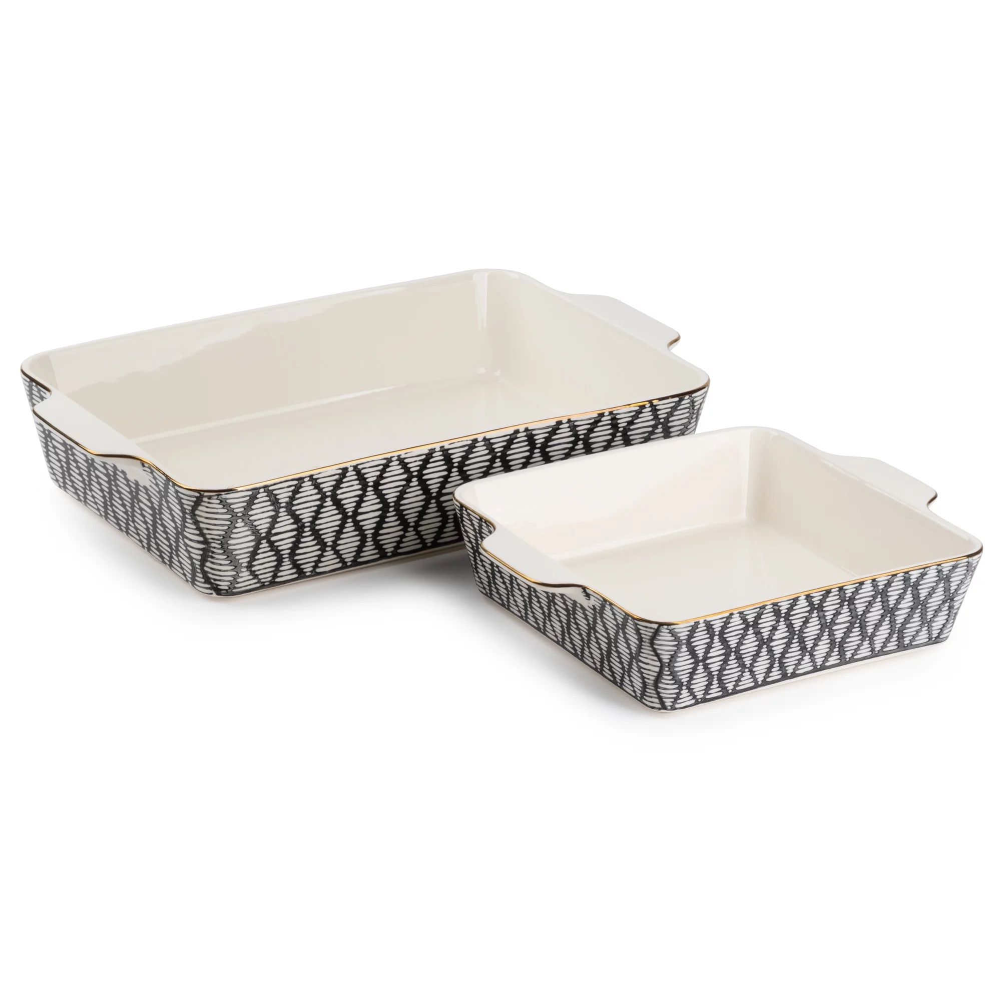 Thyme & Table Stoneware Square & Rectangular Baker, Black & White Geo, 2-Piece Set | Walmart (US)