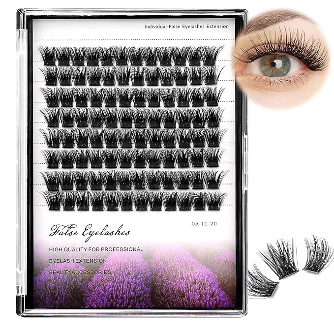 96pcs Wide Stem Dramatic Volume Eye Lashes Extensions D Curl Black Soft Individual False Eyelashe... | Amazon (US)
