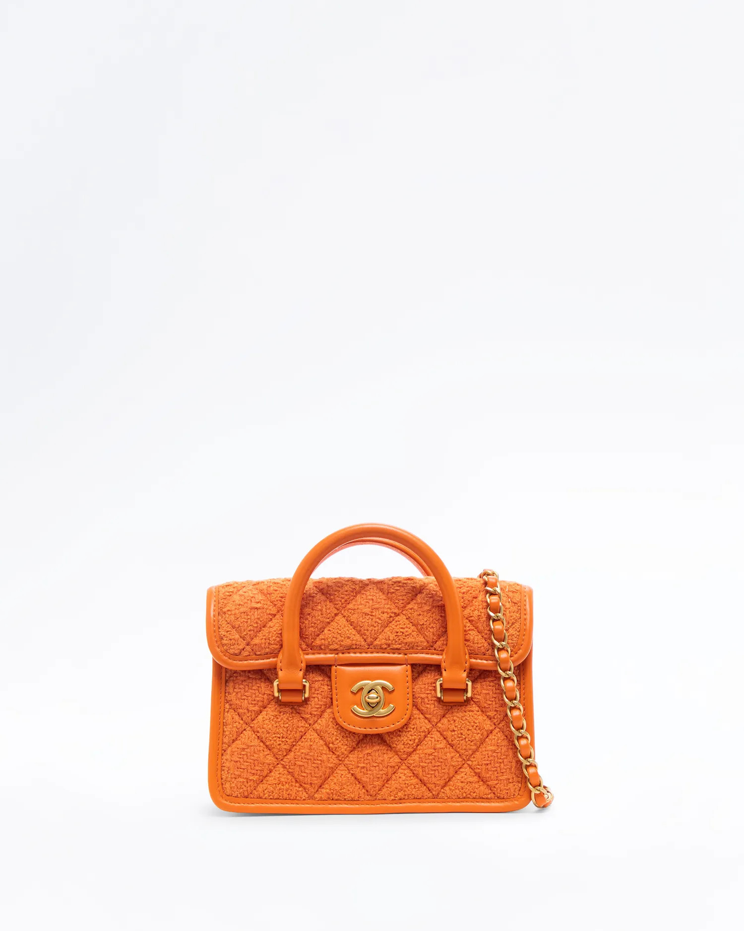 Tweed Double Top Handle Mini Flap Bag | Vivrelle