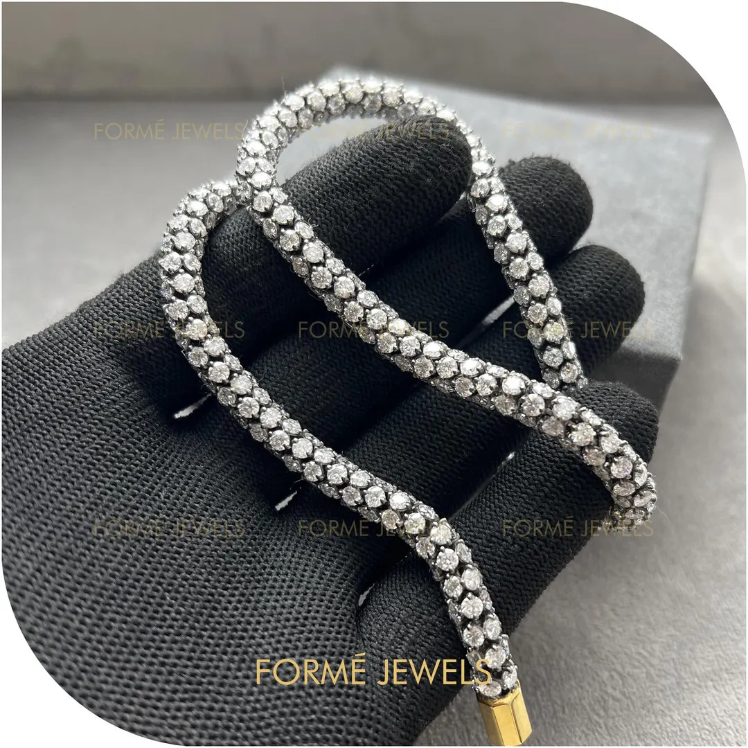 Tempest Moissanite Diamond 16.5 Inches Necklace : Georgian Cut Down Style, Blackened Buttock Back... | Etsy (US)