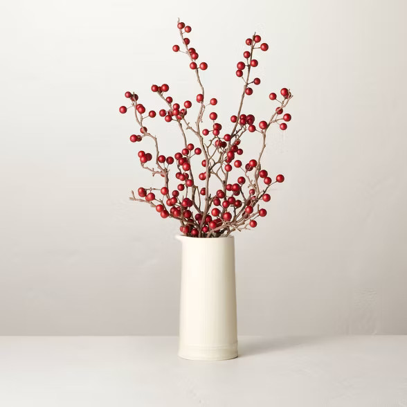 18" Faux Red Berry Ceramic Arrangement - Hearth & Hand™ with Magnolia | Target
