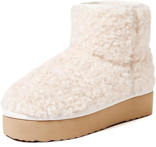 AUSLAND Women‘s Platform Faux Fur Winter Sonw Ankle Boots Fleece Lined Warm Comfortable Outdoor... | Amazon (CA)