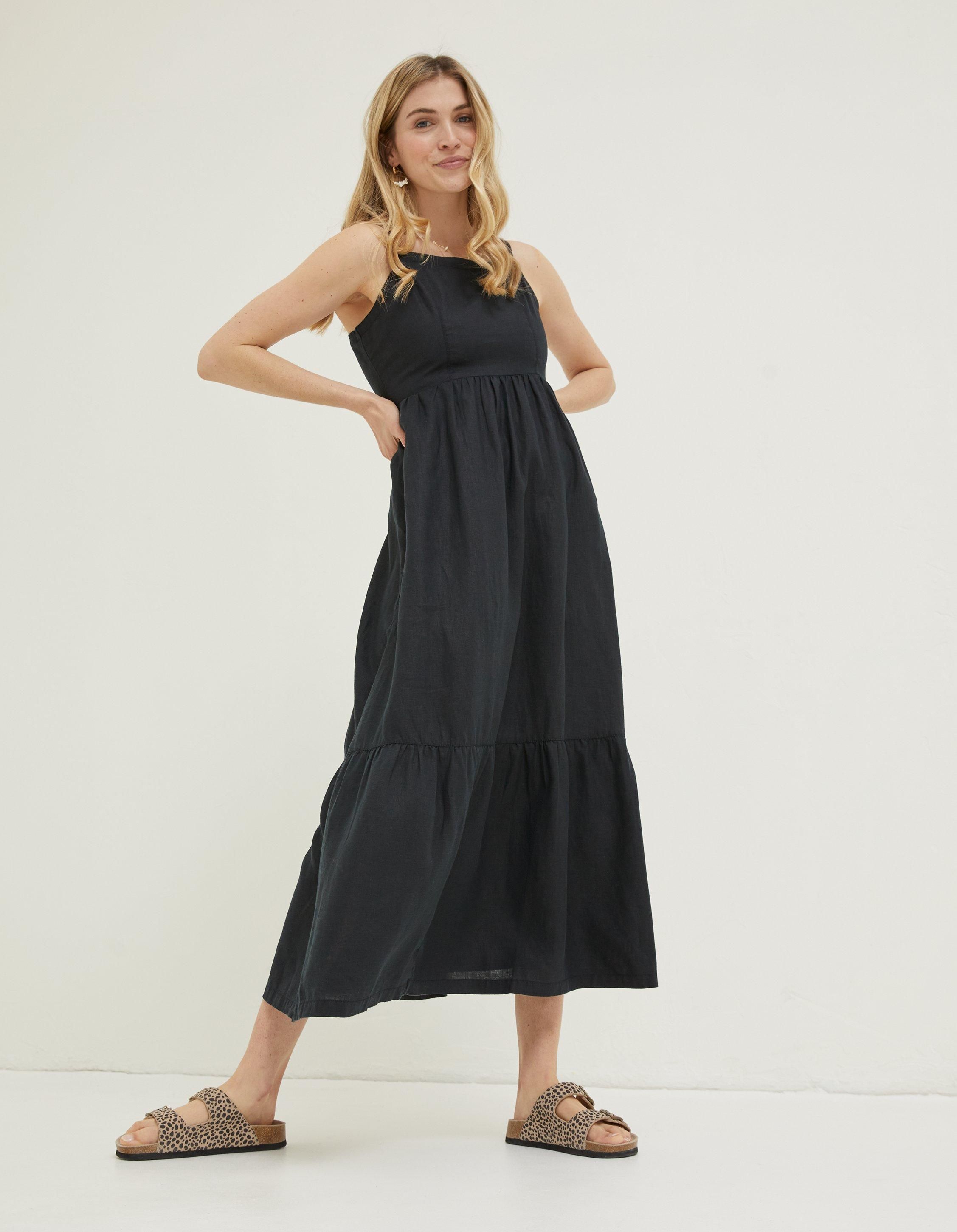 Julien Tie Back Linen Midi Dress | FatFace (US & Canada)