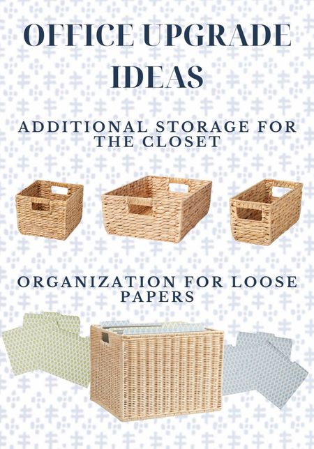 Home office upgrade ideas: storage! I love these affordable woven baskets in different sizes from Target and have them currently organizing my closet with a few attempting to organize our office closet. I need a few additional ones for it to start feeling more organized, but with a low price point it feels like an accessible investment. We’re always trying to figure out how to organize mail and forms we need to save and this beautiful Amanda Lindroth file box would be perfect for that and is currently 30% off! 

#LTKfindsunder100 #LTKfindsunder50 #LTKhome