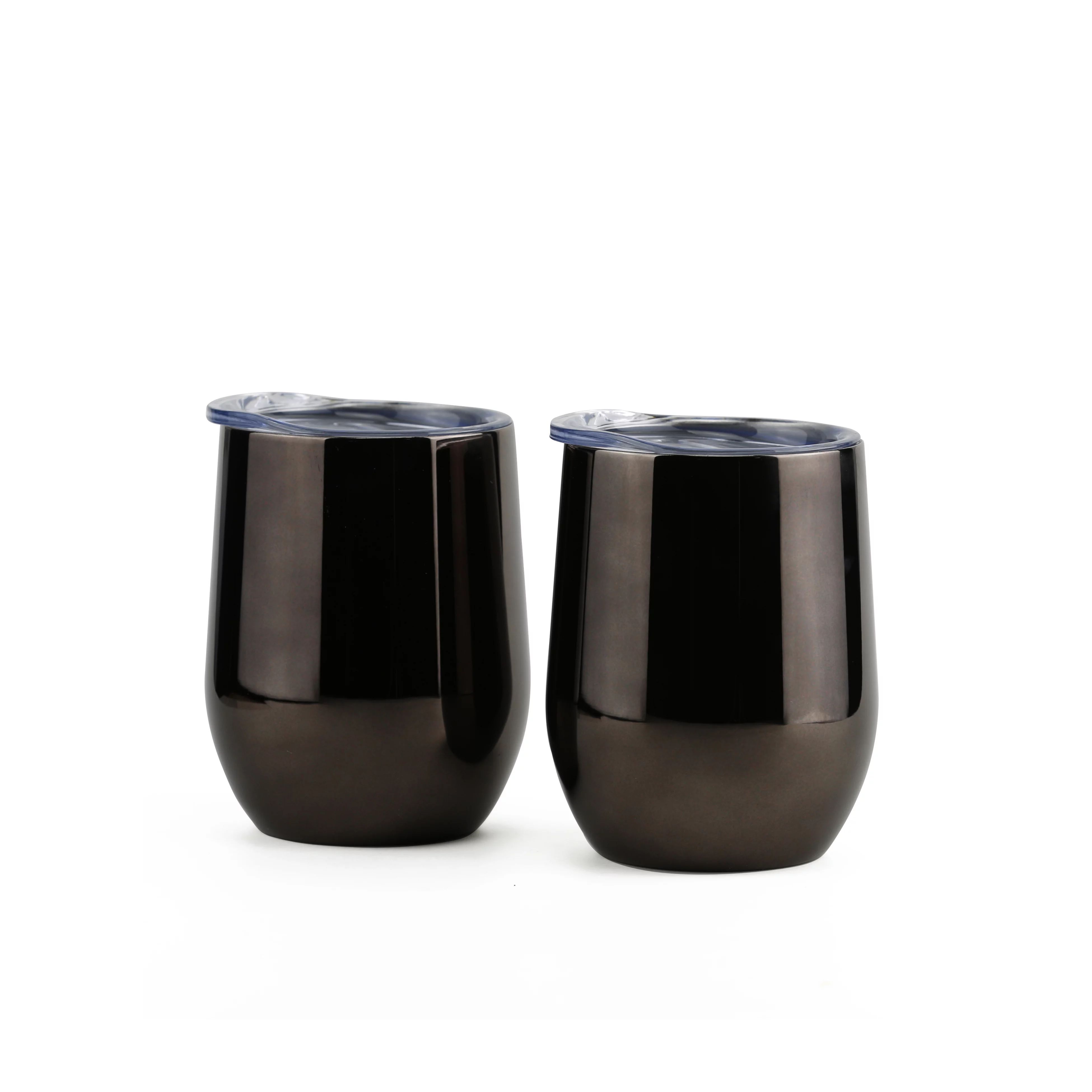 Bar340 by Cambridge Set of 2, 12-Ounce Black Stemless Wine Tumblers with Lids - Walmart.com | Walmart (US)