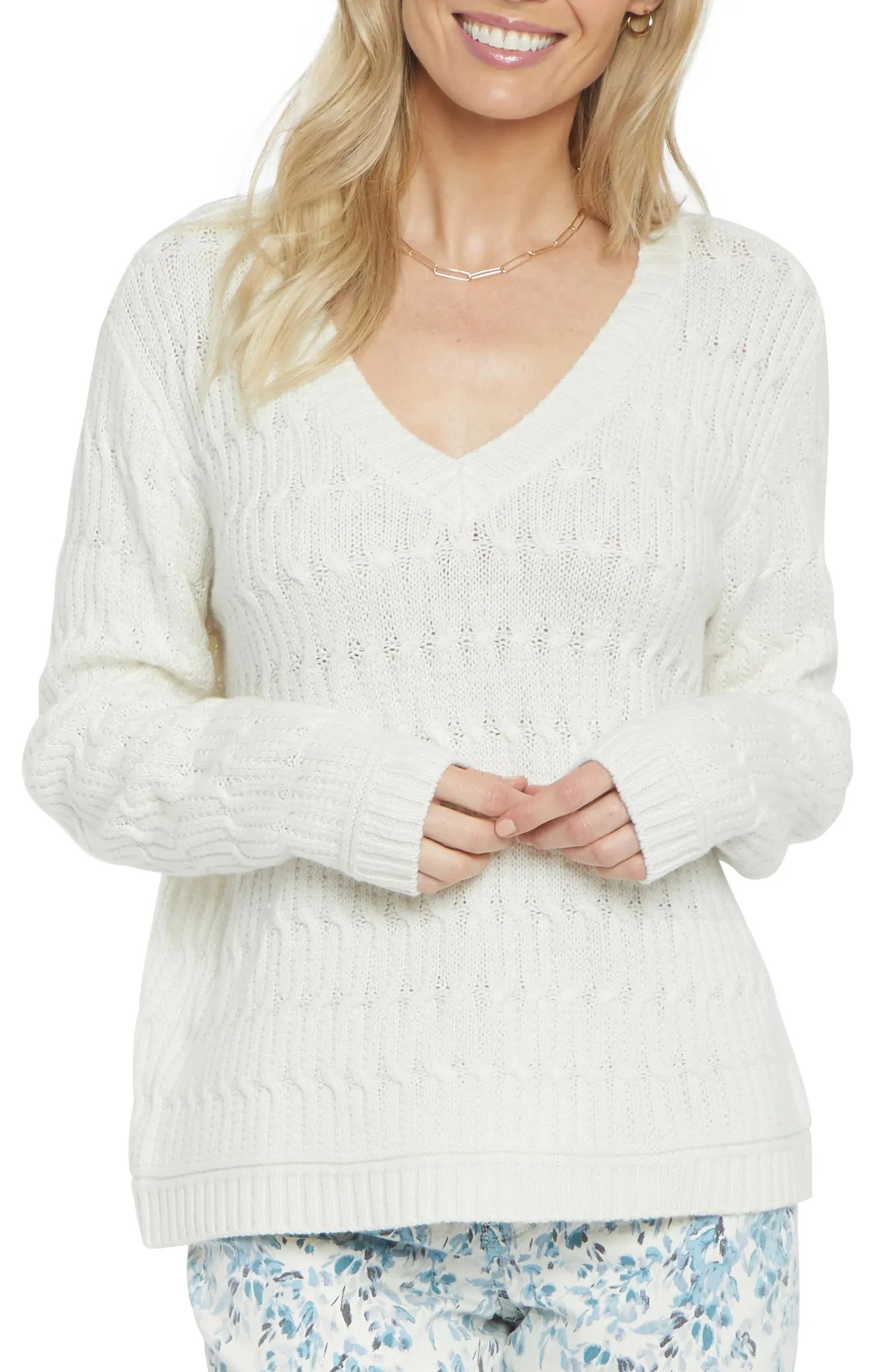 NYDJ V-Neck Cable Sweater | Nordstrom | Nordstrom