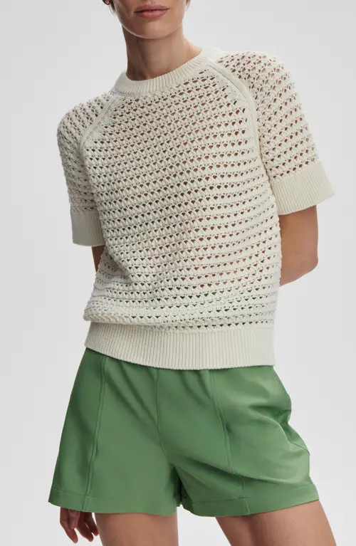 Varley Alva Crochet Knit Top in Egret at Nordstrom, Size X-Small | Nordstrom