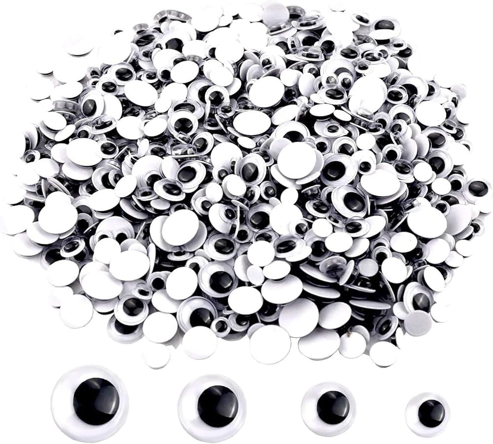 UPINS Wiggle Googly Eyes, 1000PCS Black Googly Eyes Self Adhesive for Crafts Plastic Stickly Eyes... | Amazon (US)