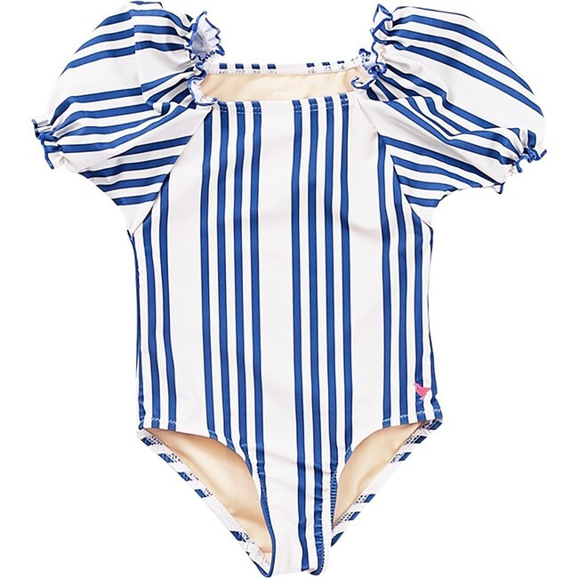 Lexi Swim Suit, Blue & White Stripe | Maisonette