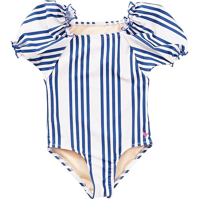 Lexi Swim Suit, Blue & White Stripe | Maisonette