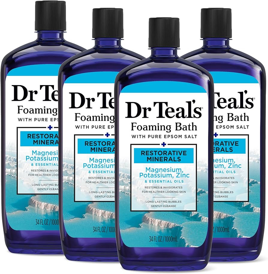 Dr Teal's Foaming Bath with Pure Epsom Salt, Restorative Minerals with Magnesium, Potassium, Zinc... | Amazon (US)