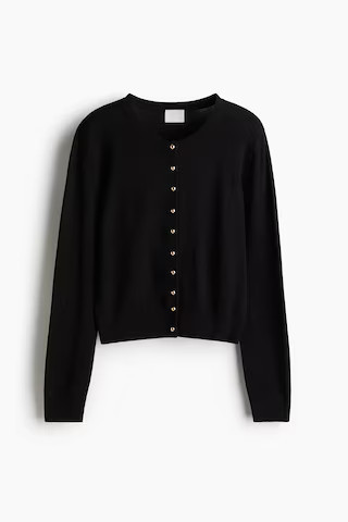 H & M - Knitted cardigan - Black | H&M (UK, MY, IN, SG, PH, TW, HK)