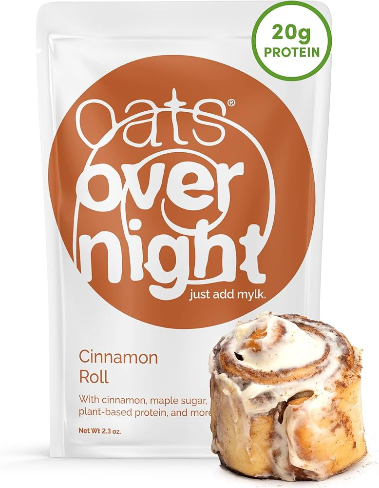 Oats Overnight Cinnamon Roll - Vegan Overnight Oats with 20g Protein, High Fiber Breakfast Protei... | Amazon (US)