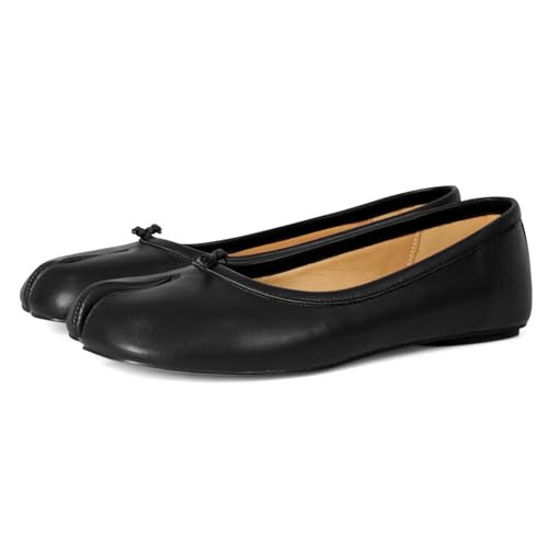VBDB Black Tabi Ballet Flats Shoes for Women Rounde Toe Wide Width Split Toe Low Heel Comfortable Flats Shoes Size 8 .5 | Amazon (US)
