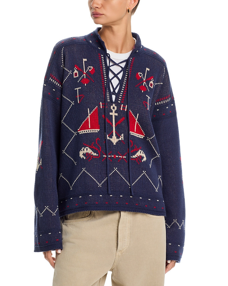 The Great. The Fisherman Lace Up Pullover Sweater | Bloomingdale's (US)