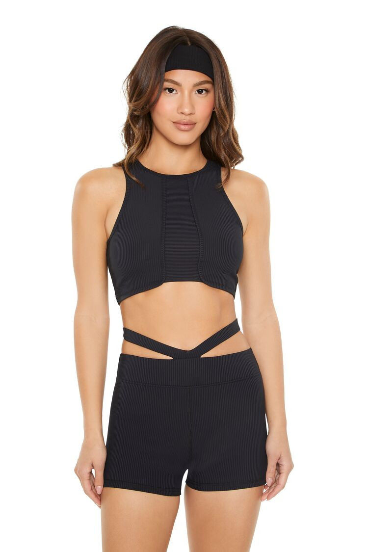 Women's Seamed Longline Sports Bra in Black, XL | Forever 21