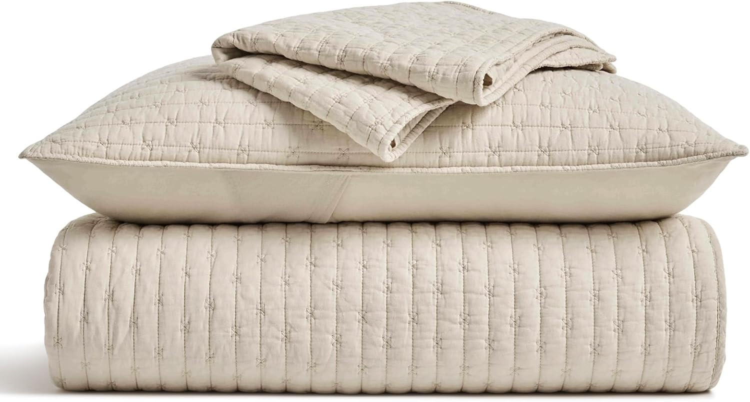 EVERGRACE Cross Stitch Pre-Washed Cotton Quilt Bedding Set King Size, Oversized 3 Pieces Lightwei... | Amazon (US)