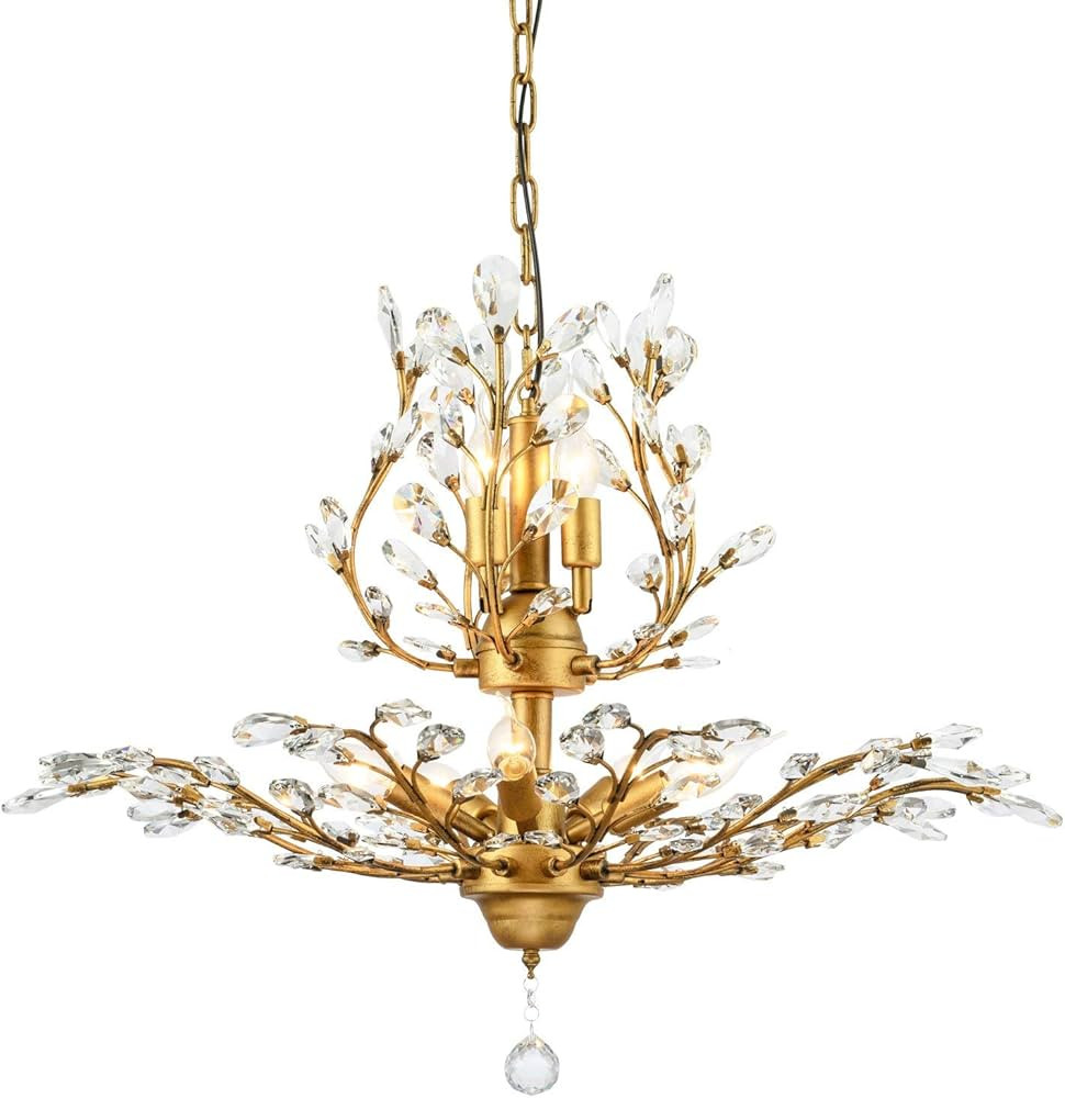 Garwarm 8-Light Vintage K9 Crystal Chandeliers Ceiling Lights LED Light Crystal Pendant Lighting ... | Amazon (US)