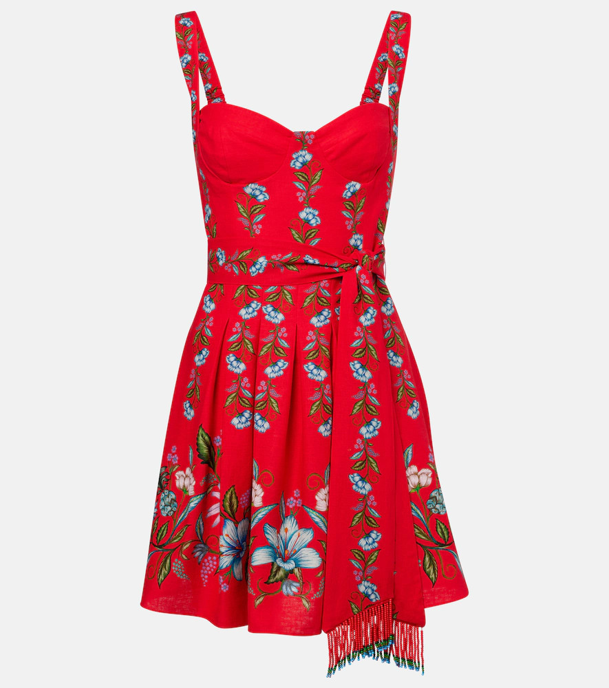 Farm Rio Sweet Bloom Bouquet linen-blend minidress | Mytheresa (US/CA)