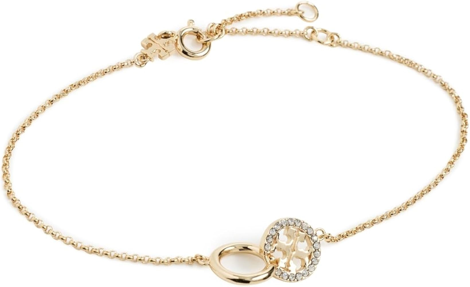 Amazon.com: Tory Burch Women's Icon Pavé Interlocking Chain Bracelet, Tory Gold/Crystal, One Siz... | Amazon (US)