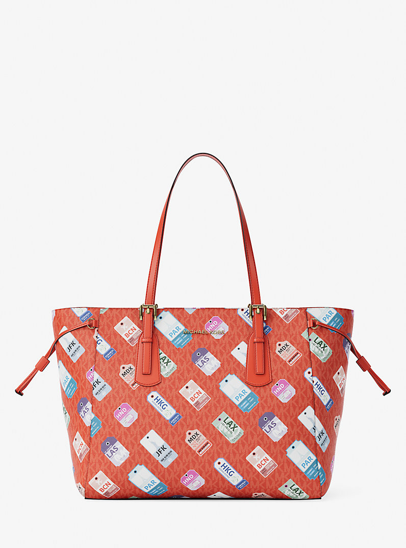 Voyager Large Printed Signature Logo Tote Bag | Michael Kors US