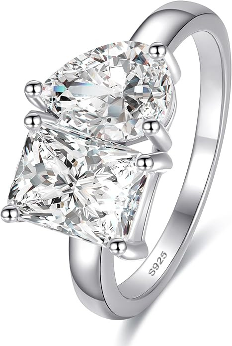 2.75ct 925 Sterling Silver Toi Et Moi Ring Women Cubic Zirconia Engagement Ring White/14K Gold Pl... | Amazon (US)