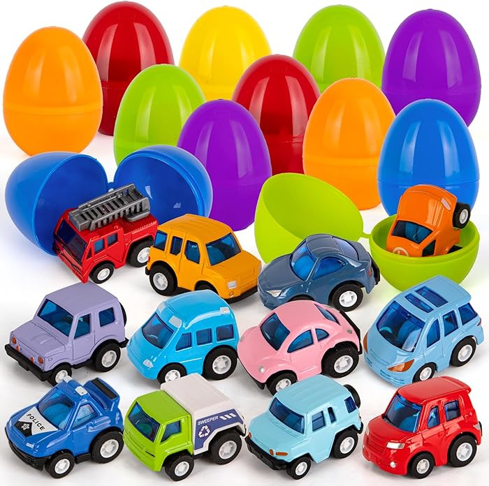 ArtCreativity Pre-Filled Easter Eggs with Diecast Vehicles for Hunt - 12 Emergency & Community Ve... | Amazon (US)