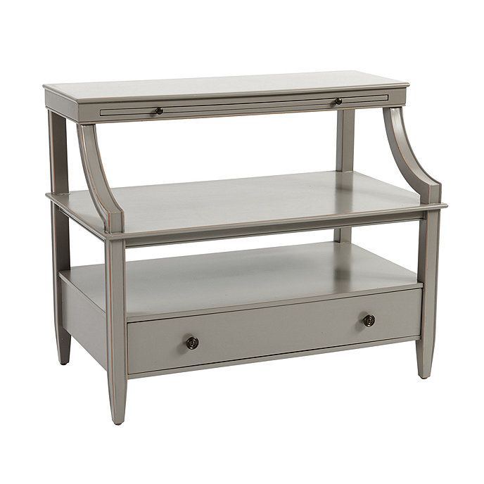 Sidney Open Shelf Side Table with Integrated Charging - Gray | Ballard Designs, Inc.