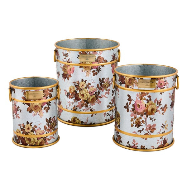 MacKenzie-Childs Wild Rose Galvanized Planters | MacKenzie-Childs