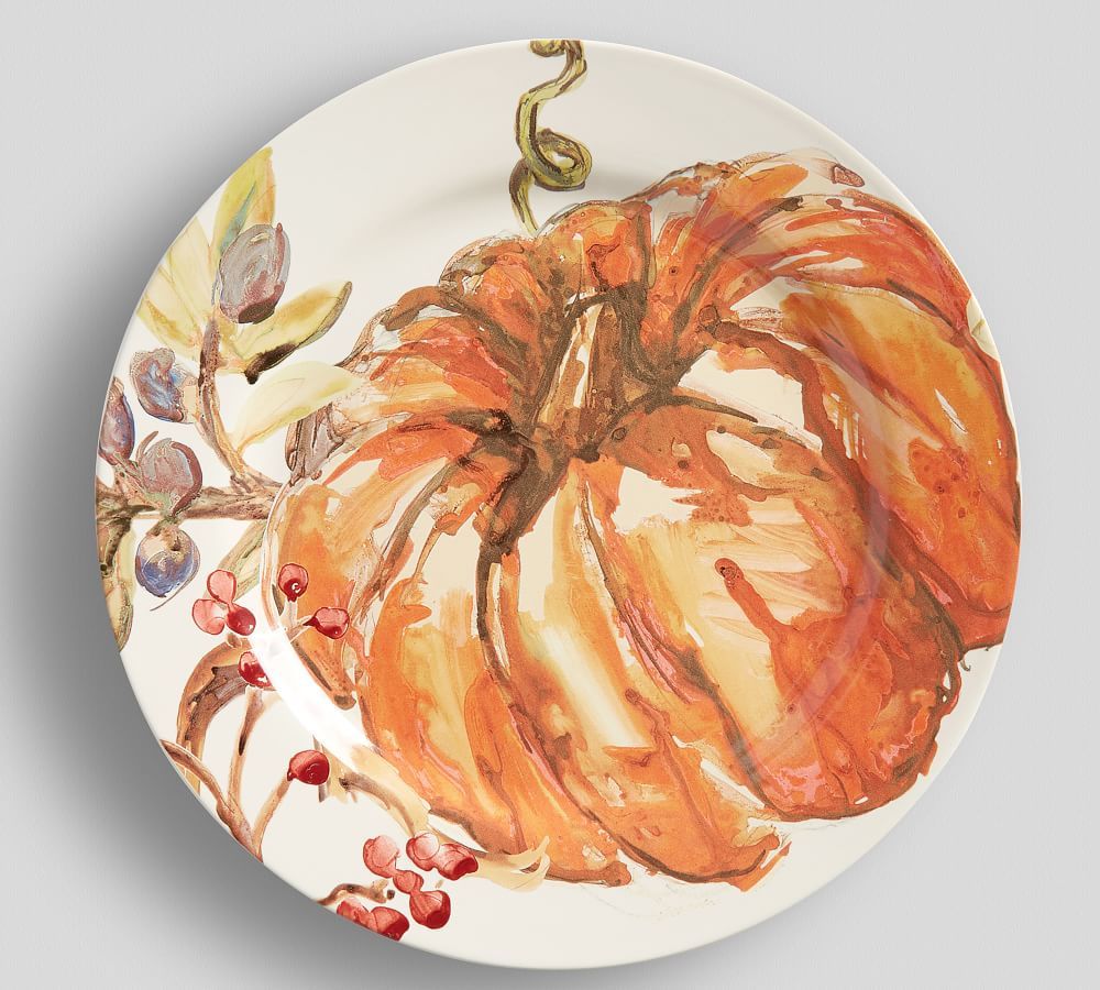 Harvest Pumpkin Stoneware Dinner Plates - Set of 4 | Pottery Barn (US)