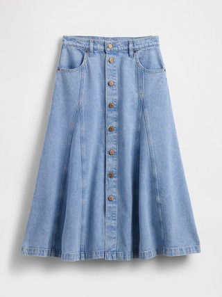 Denim Seamed Button-Front Maxi Skirt | Gap (CA)