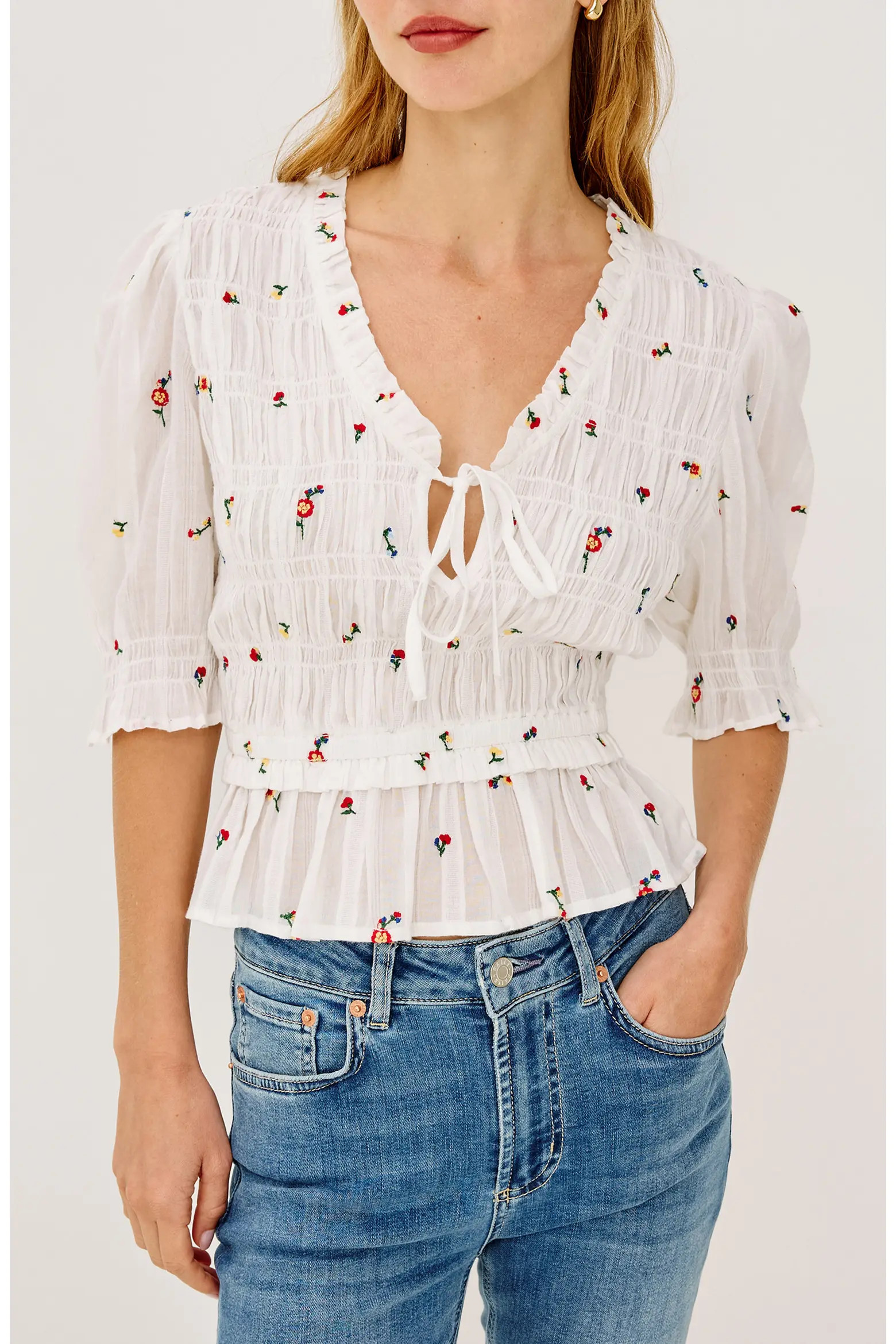 Fontaine Floral Smocked Cotton Top (Women) | Nordstrom | Nordstrom