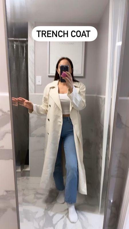 H&M trench coat - super affordable! Runs big. Size down 