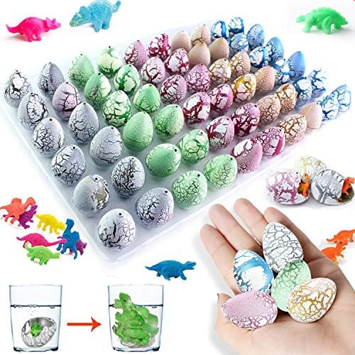 iGeeKid 60 Pack Easter Dinosaur Eggs Hatching Dino Egg Grow in Water Crack with Assorted Color Hunti | Amazon (US)