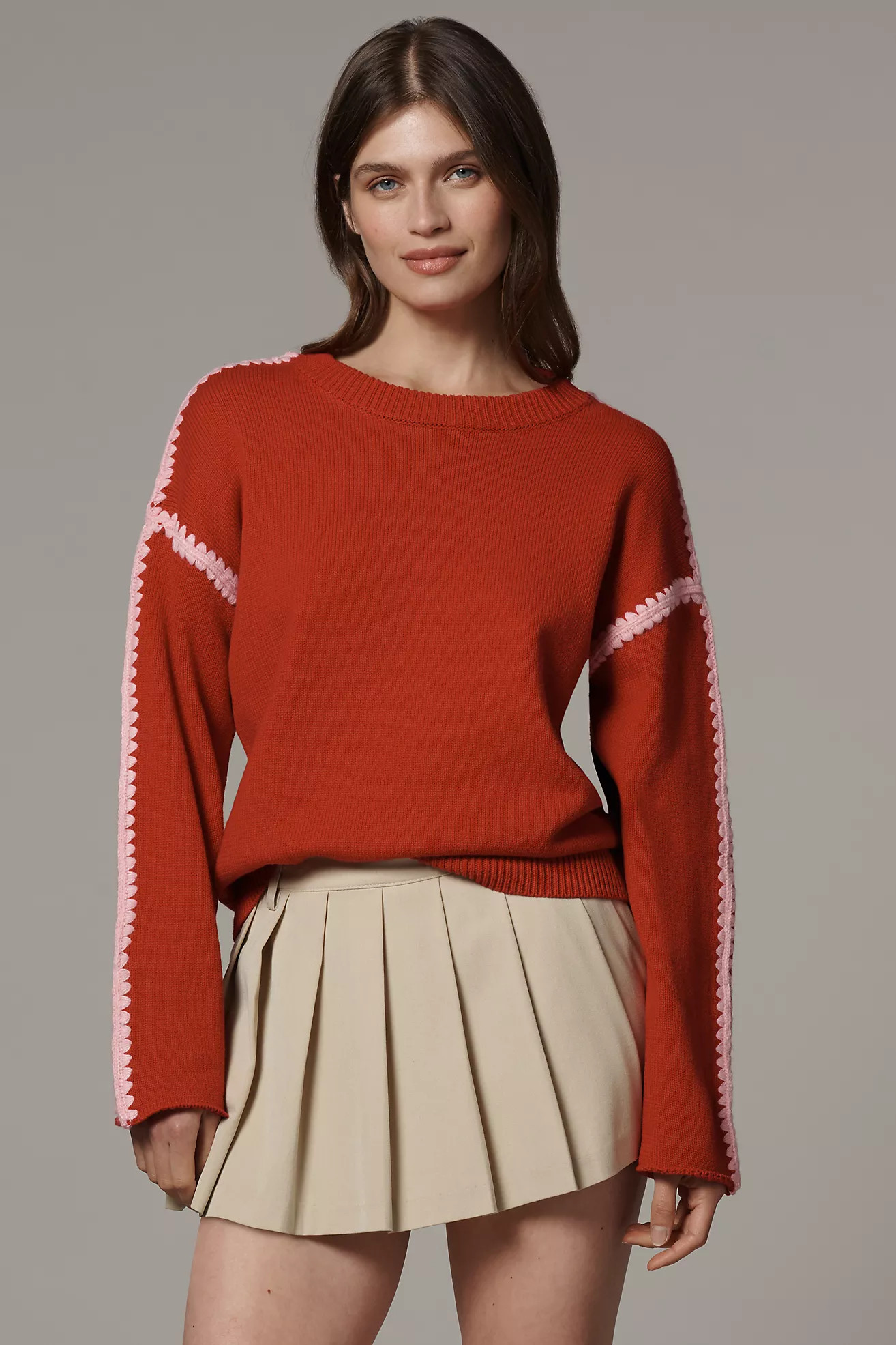 English Factory Crew-Neck Whipstitch Sweater | Anthropologie (US)