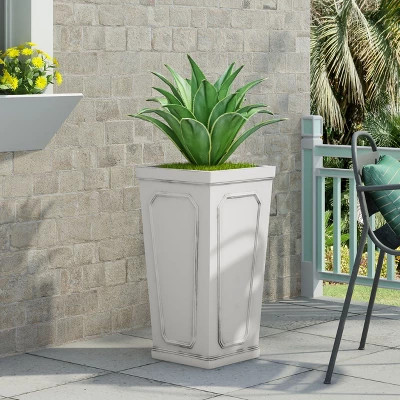 Christopher Knight Home Burgos Outdoor 30.5" Lightweight Concrete Tapered Planter, Antique White | Target