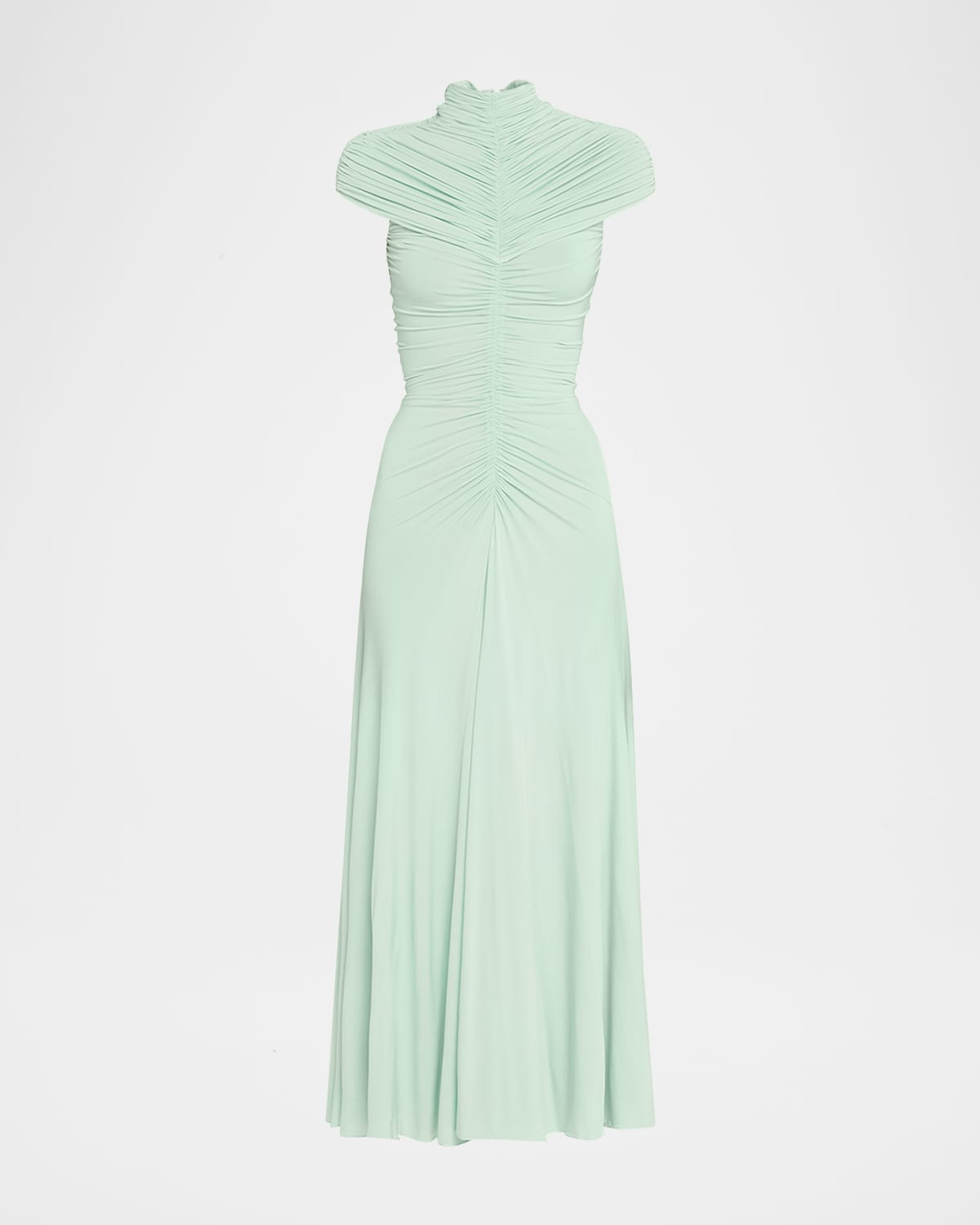 Long High-Neck Ruched Dress | Neiman Marcus