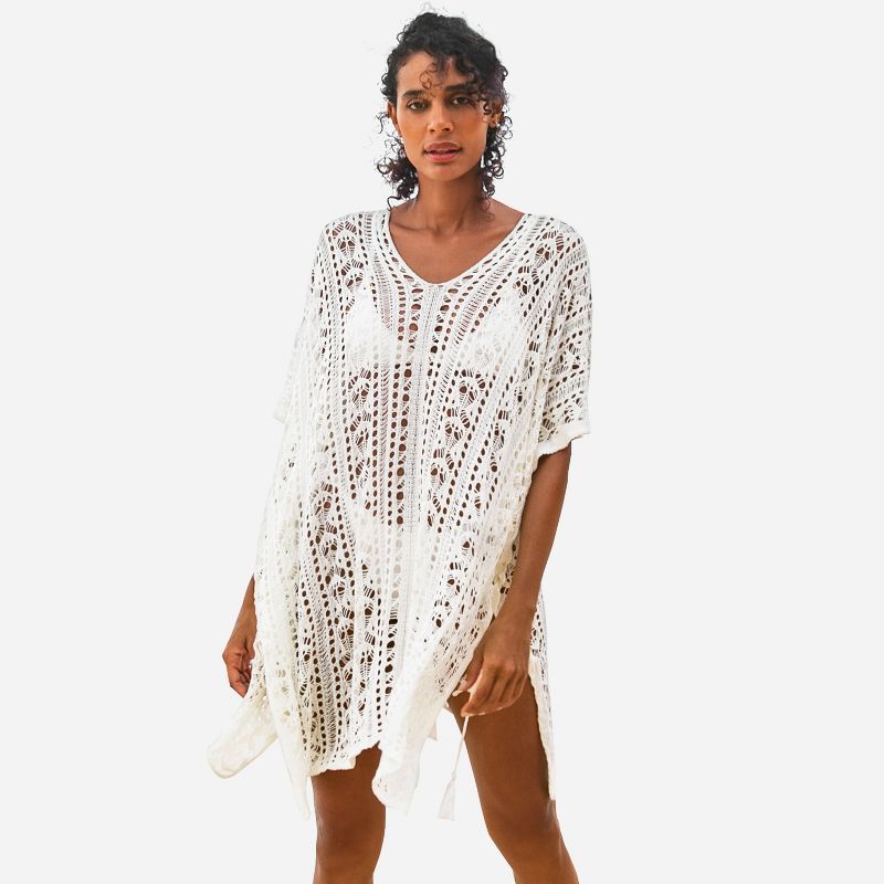 Women's Swim Cover Up Crochet Lace Sheer Coverups- Cupshe | Target