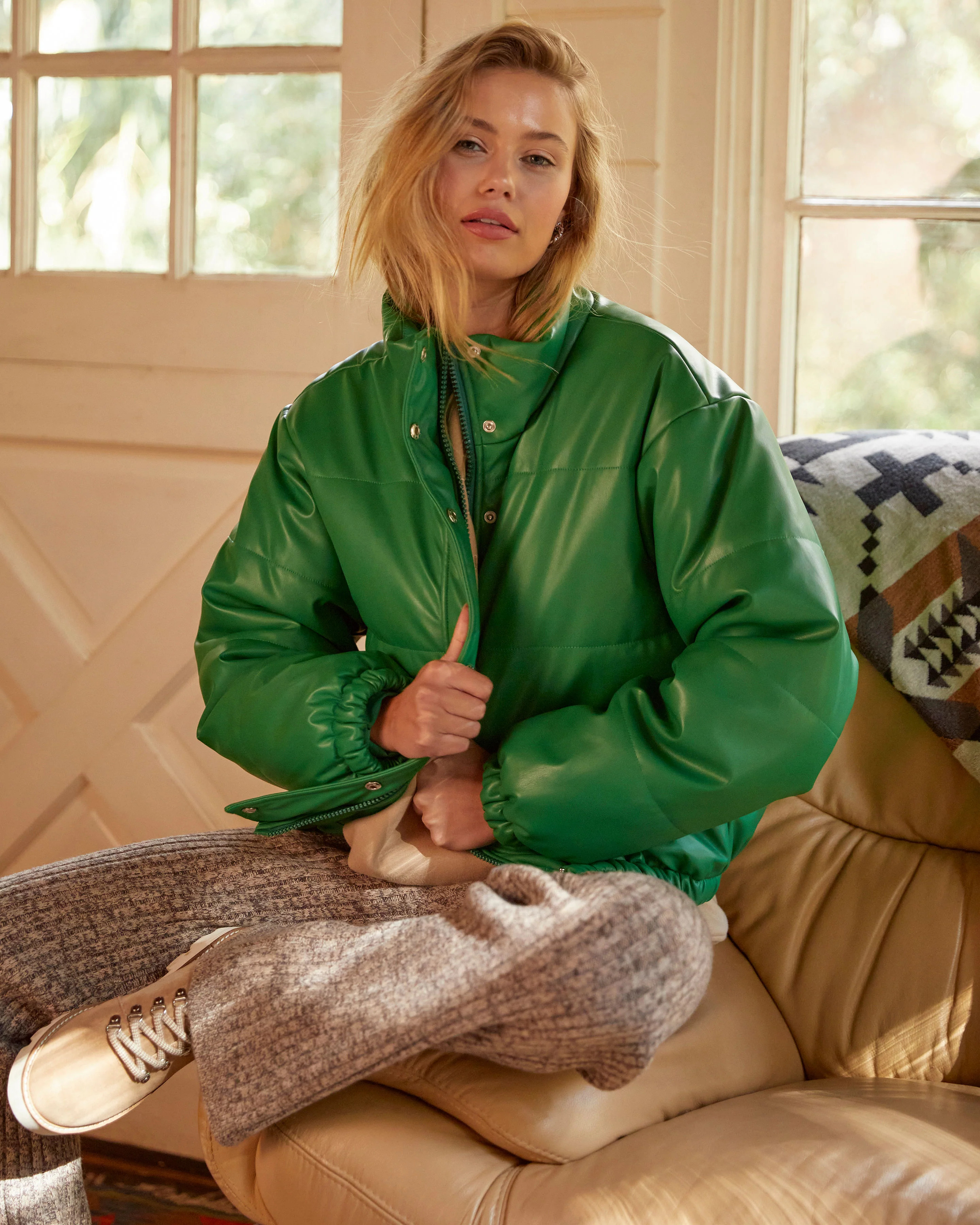 Apres Chic Pocketed Faux Leather Puff Jacket | VICI