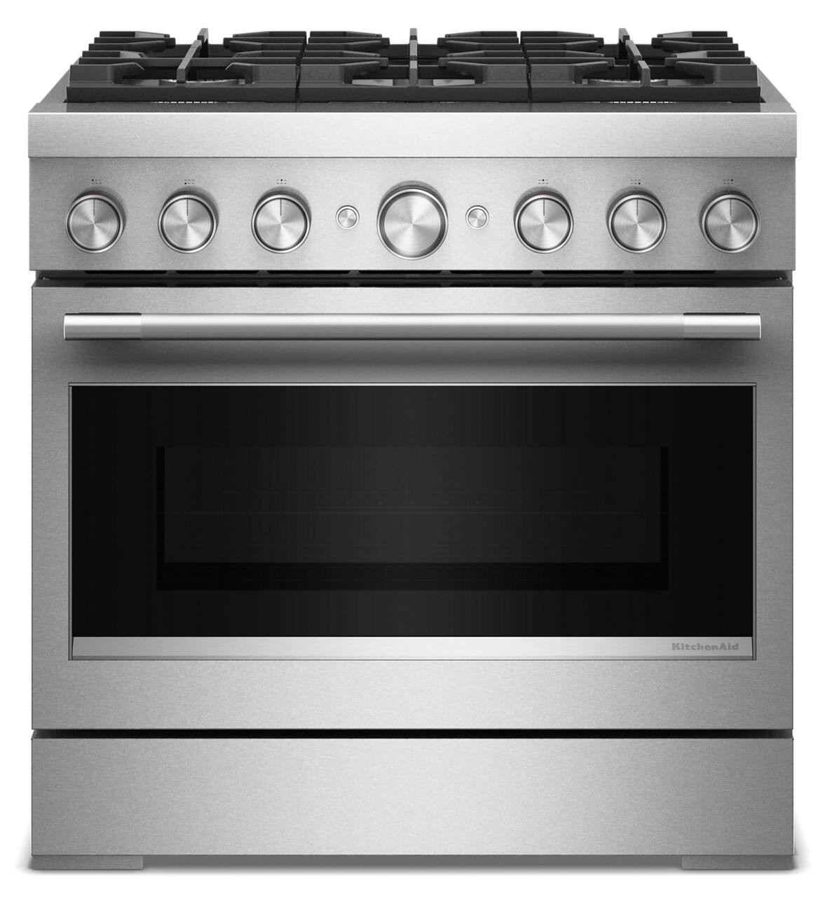 KitchenAid - 36 inch Wide 6 burner Commercial-Style 5.1 cu. ft. Freestanding Dual Fuel Range with No Preheat Air Fry Mode - Stainless Steel | Best Buy U.S.