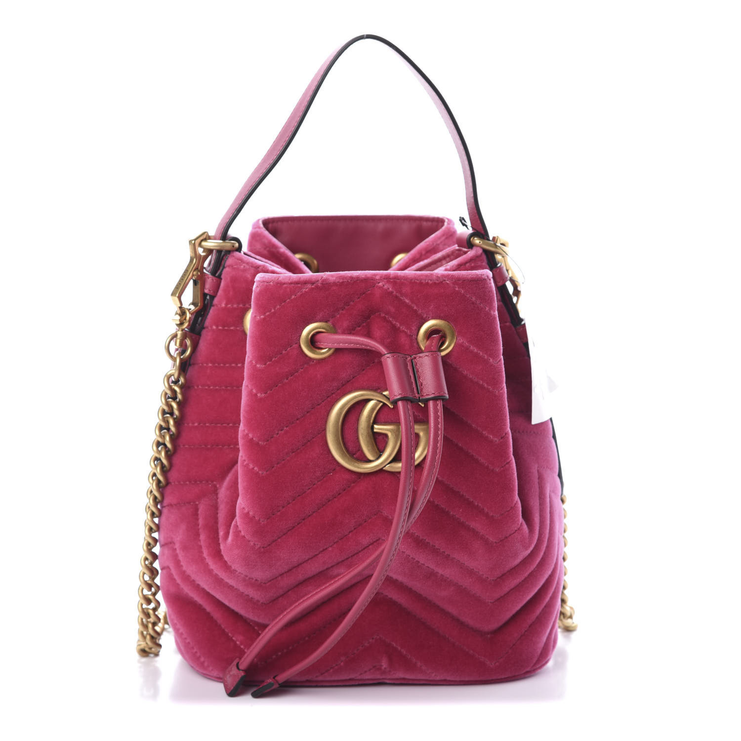 GUCCI

Velvet Matelasse GG Marmont Bucket Bag Pink | Fashionphile