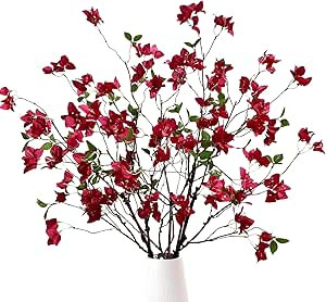 Artificial Bougainvillea Flower Branches Silk Bougainvillea Stems with Dried Tree Twigs Real Touc... | Amazon (US)