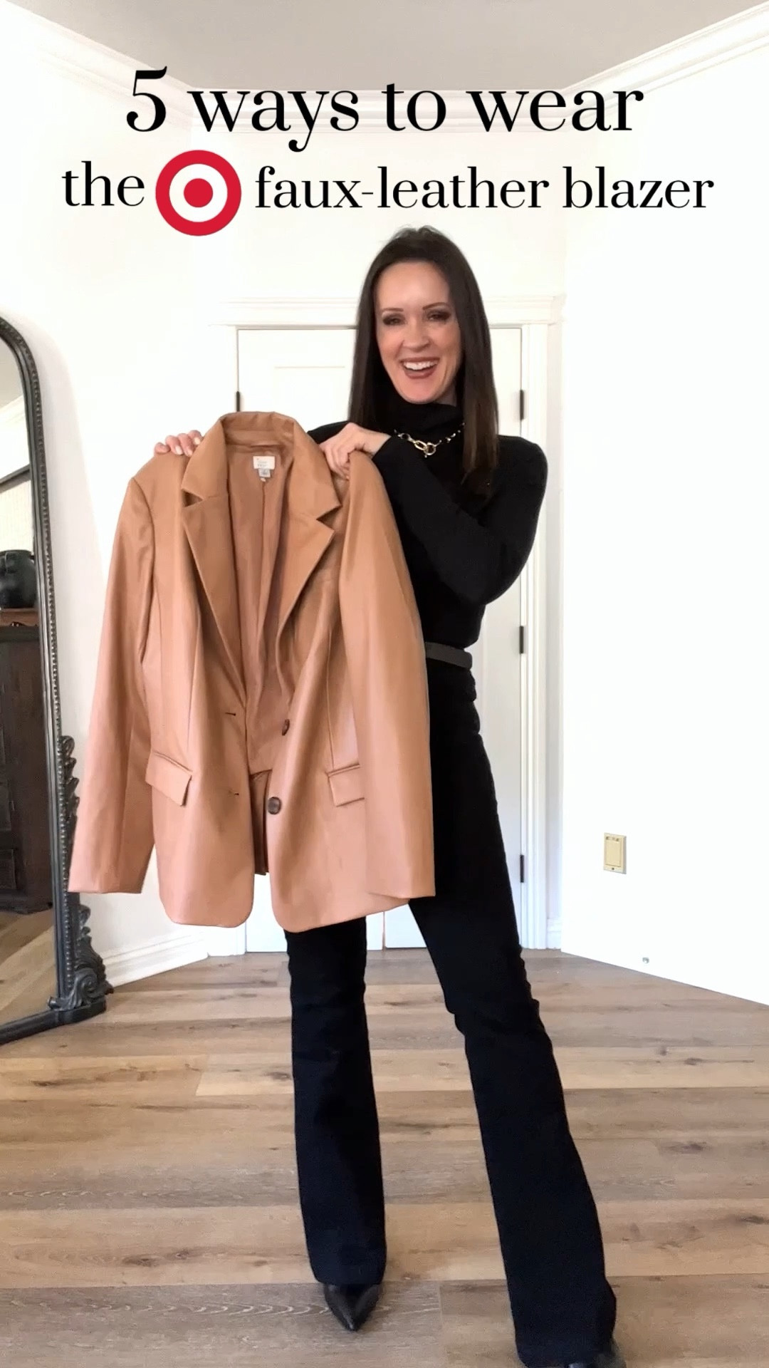 Styling the Target faux-leather blazer 5 ways!

Workwear | Spanx flare jeans | black jeans | sweater dress | casual Friday | leopard mules | black heel pump | black boots | black Trousers | white blouse | 

#LTKworkwear #LTKunder50 #LTKunder100