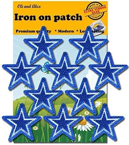 Iron On Patches Premium Quality - Extra Strong Glue - Blue Star Cute Patch for Clothes - 10 pcs Iron | Amazon (US)