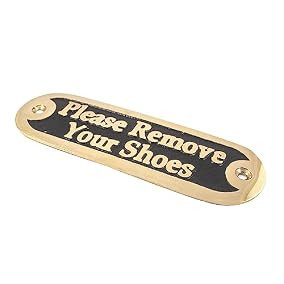 Brass Please Remove your Shoes Sign Casted Gold/Black Handmade Plaques Plate for House Room Home Decor Style Accessories Wall Mounted | Amazon (US)