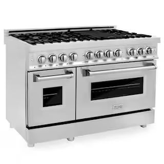 48" 6.0 cu. ft. Dual Fuel Range with Gas Stove and Electric Oven in Stainless Steel (RA48) | The Home Depot