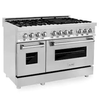 48" 6.0 cu. ft. Dual Fuel Range with Gas Stove and Electric Oven in Stainless Steel (RA48) | The Home Depot