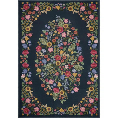 Rifle Paper Co. x Loloi Perennial Navy Indoor / Outdoor Area Rug | Wayfair North America
