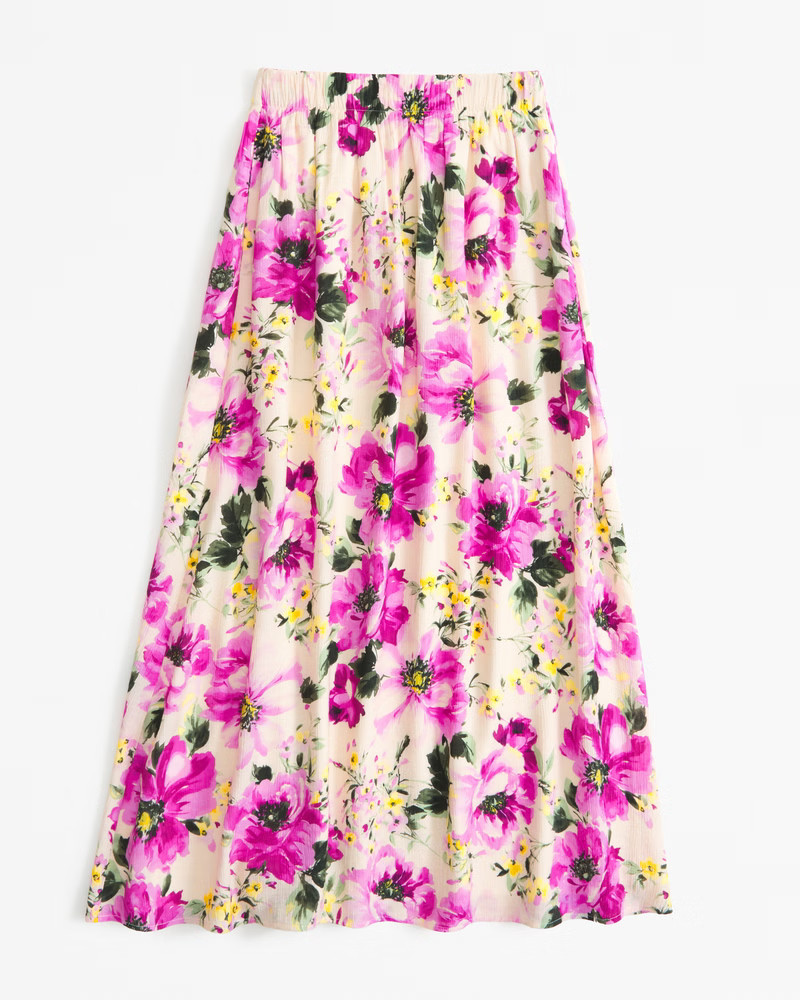 Abercrombie & Fitch Women's Crinkle Flowy Maxi Skirt in Pink Floral - Size XXS TALL | Abercrombie & Fitch (US)
