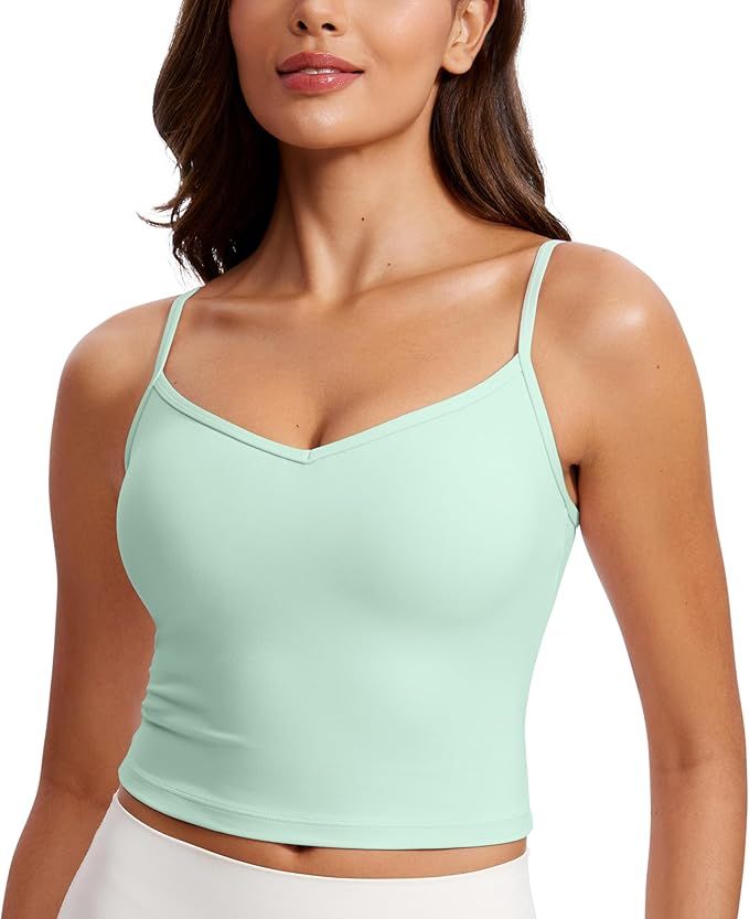 CRZ YOGA Butterluxe Womens Sweetheart Longline Sports Bra - Adjustable Thin Strap Workout Tank To... | Amazon (US)